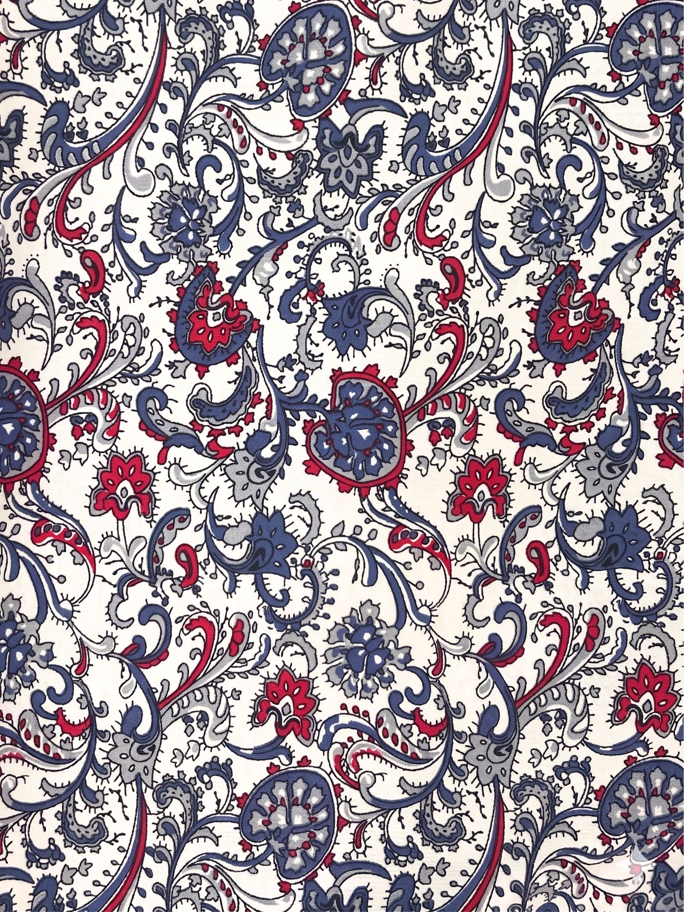 Wicked Paisley Cotton Big Mens L/S Shirt - Blue/Red