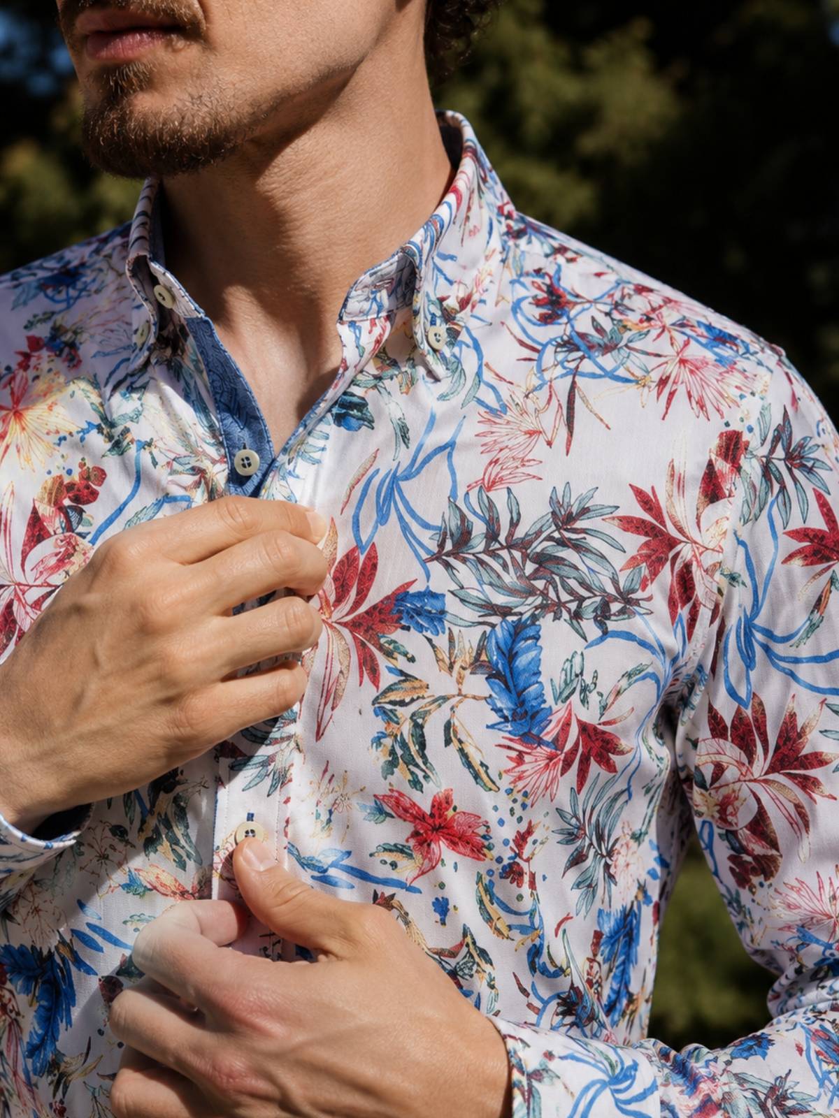 Wildfire Floral Cotton L/S Shirt - White