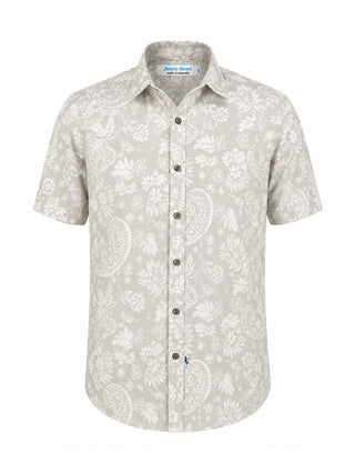Wipeout Paisley Cotton Voile S/S Shirt - Beige