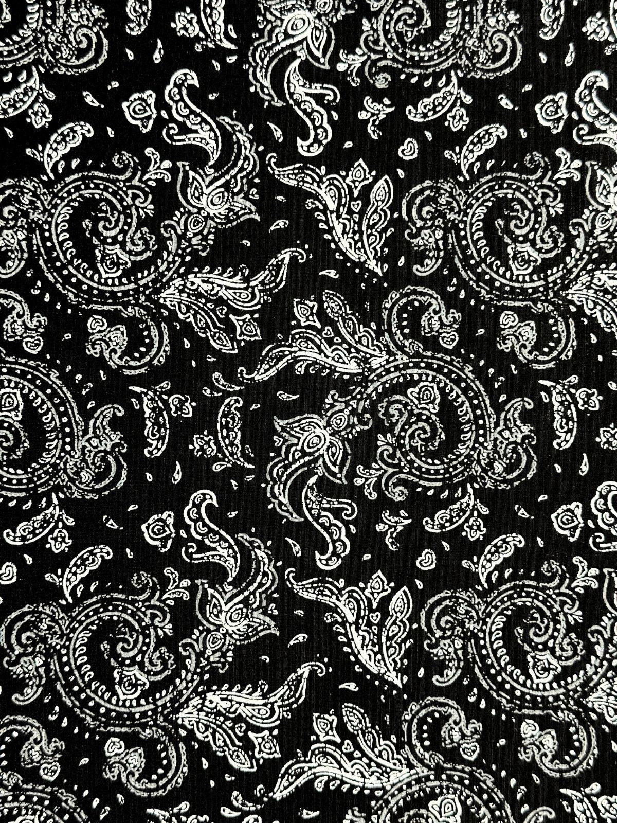 Zephyr Paisley Cotton L/S Big Mens Shirt - Black