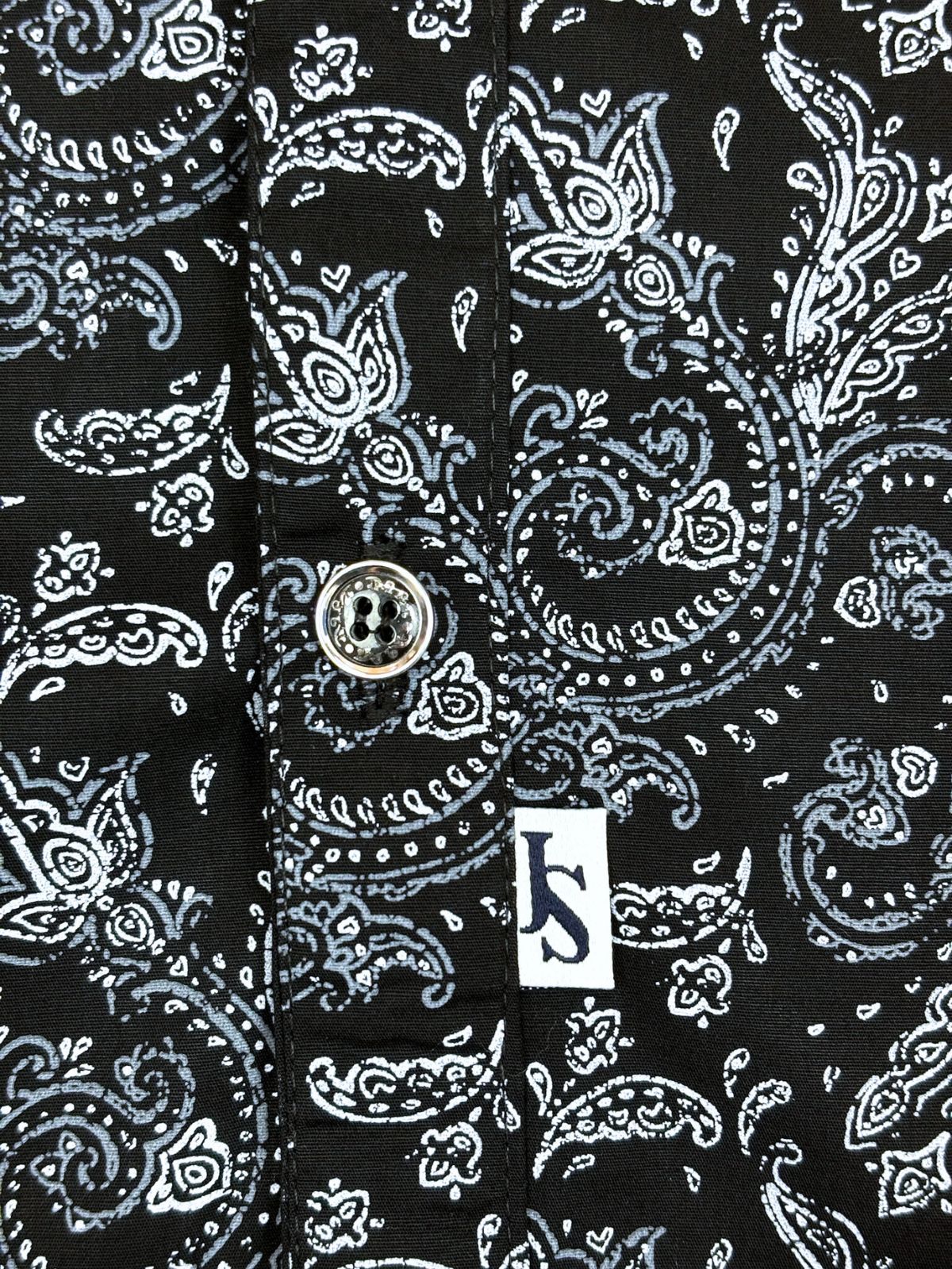 Zephyr Paisley Cotton L/S Big Mens Shirt - Black