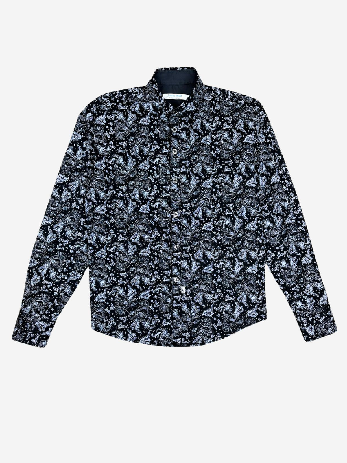 Zephyr Paisley Cotton L/S Big Mens Shirt - Black