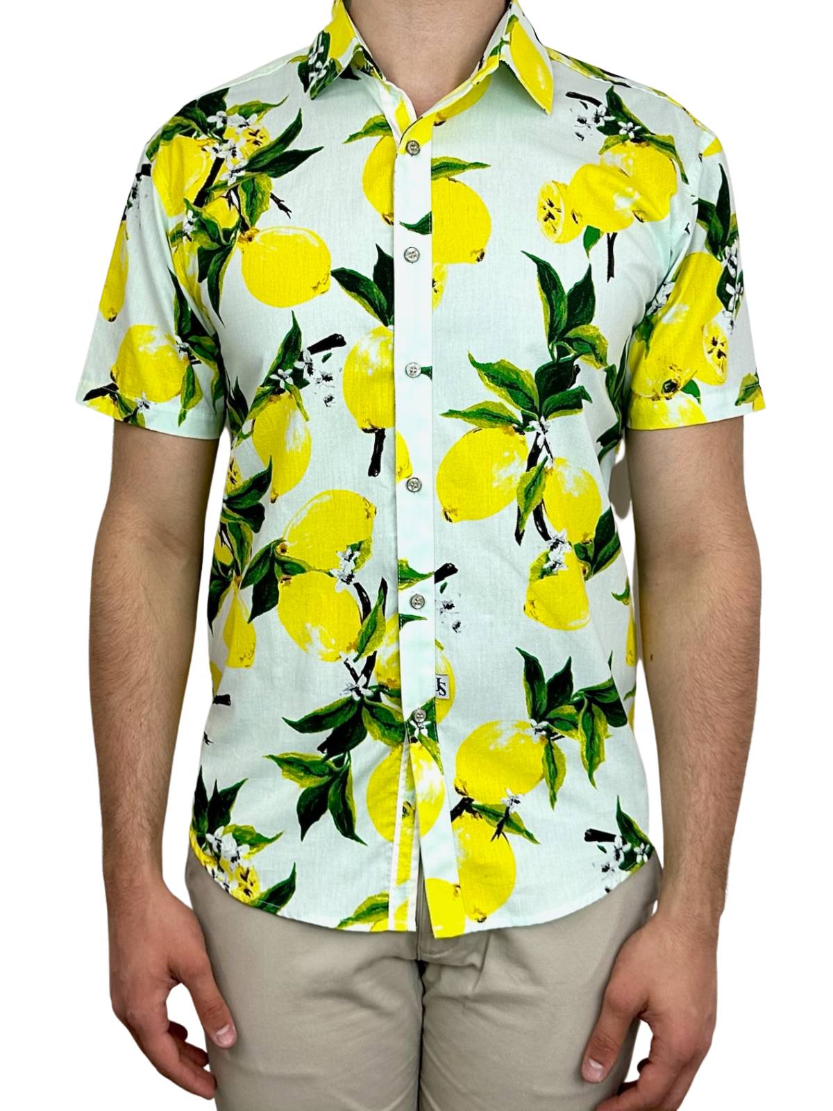 Zesty Floral Cotton S/S Shirt - Yellow/Green