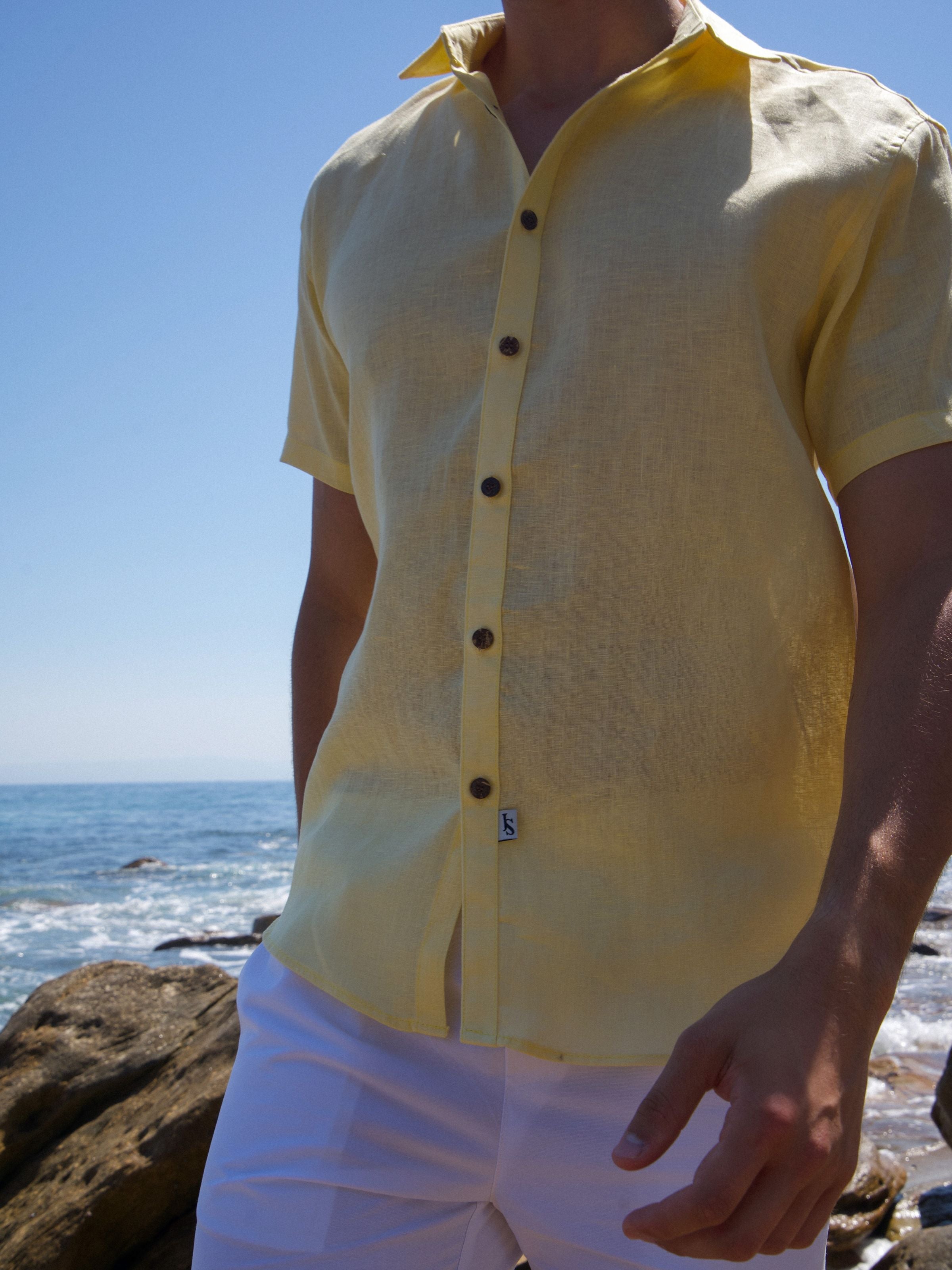 Byron Bay Zesty Lemon Linen S/S Shirt