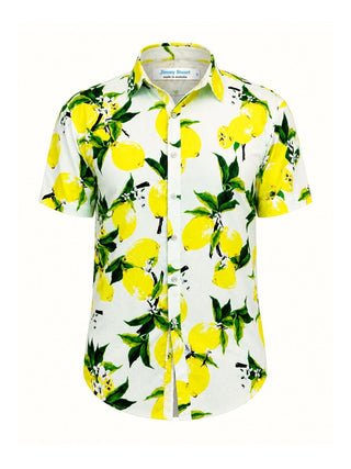 Zesty Floral Cotton S/S Shirt - Yellow/Green