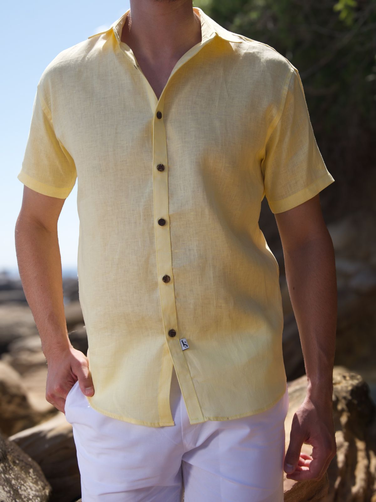 Byron Bay Zesty Lemon Linen S/S Shirt