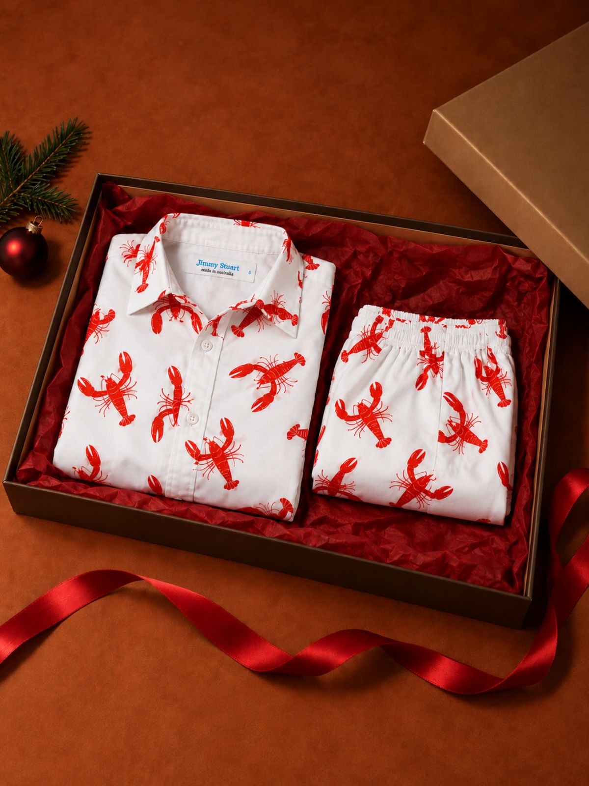 Rock Lobster Cotton S/S Shirt - White/Red