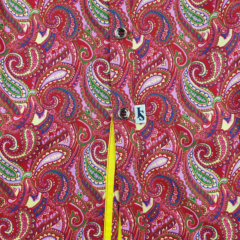 Raw Paisley Cotton L/S  Shirt - Red