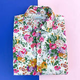 Bouquet Floral Cotton L/S Shirt - Pink/White