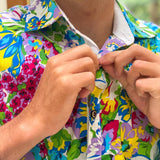 Fling Floral Cotton Voile L/S Shirt - Green/Blue/Purple