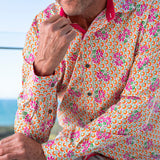 Elton Geometric Cotton L/S Shirt - Orange/Pink