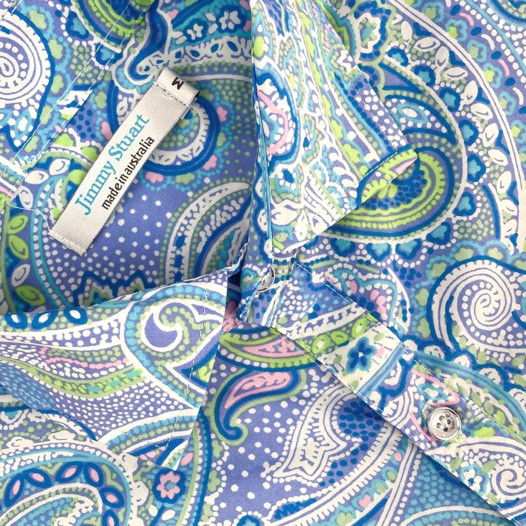 Confetti Paisley Cotton L/S Big Mens Shirt - Blue