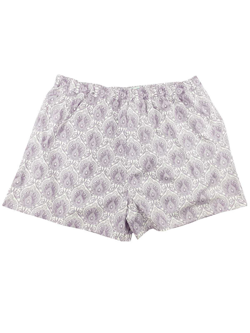 Amethyst Abstract Cotton Boxer Short - Purple/White