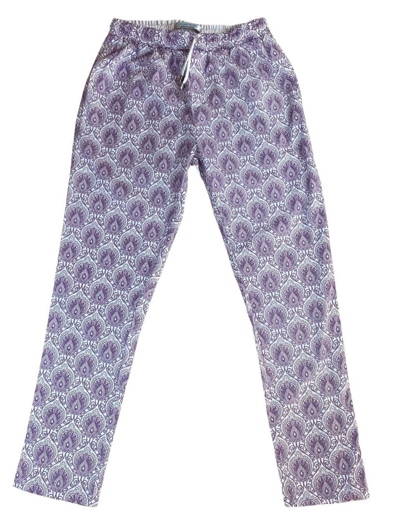 Amethyst Abstract Cotton Lounge Pant - Purple/White