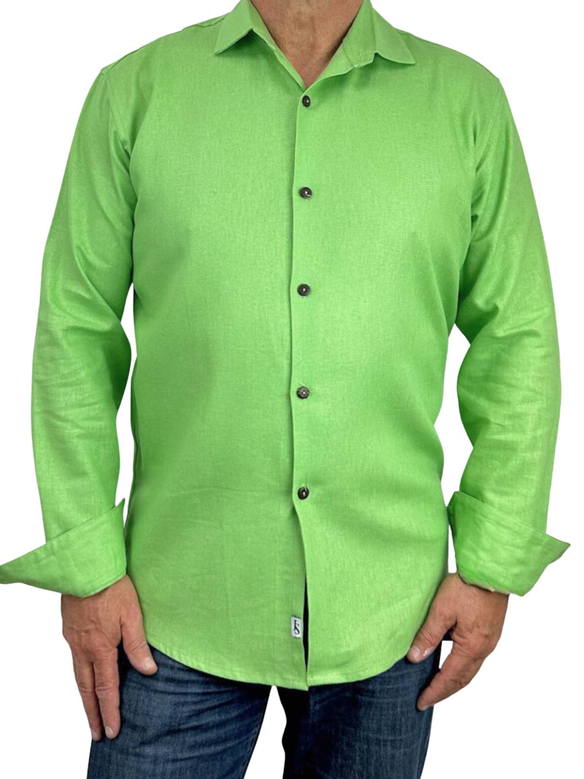 Byron Bay Apple Linen L/S Big Mens Shirt