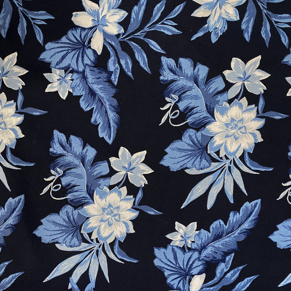 Aruba Floral Cotton L/S Big Mens Shirt - Blue