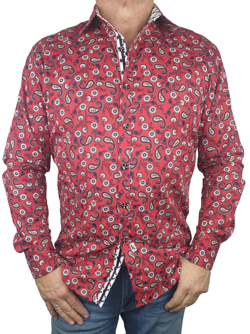 Bandit Paisley Cotton L/S Shirt - Red