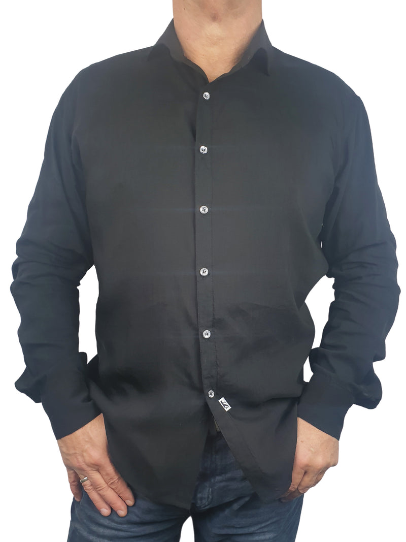 Barbados Rayon/Linen L/S Shirt - Black