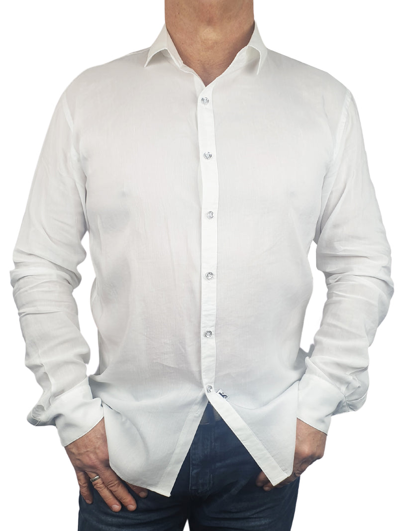 Barbados Rayon/Linen L/S Shirt - White