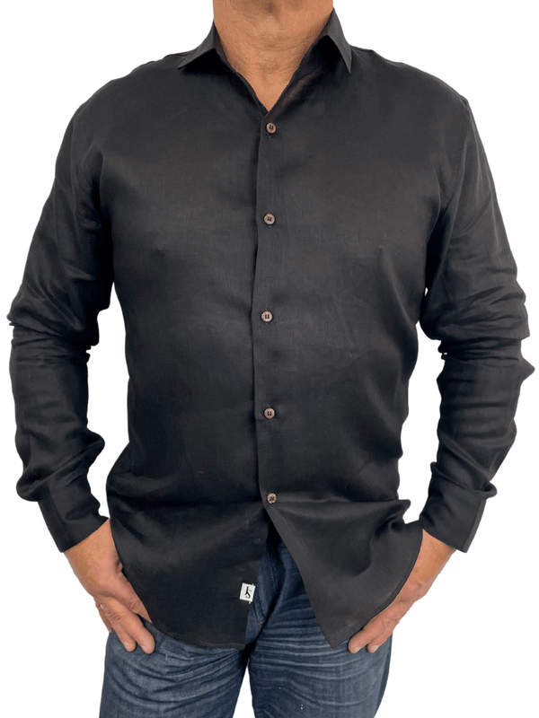 Byron Bay Black Linen L/S Shirt