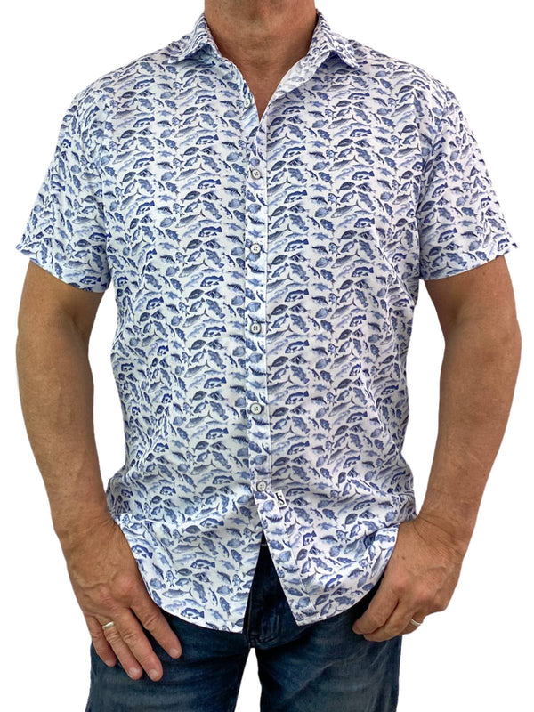 Bluefin Abstract Cotton/Rayon S/S Shirt - Blue