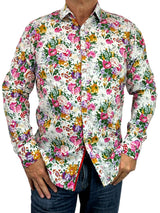 Bouquet Floral Cotton L/S Shirt - Pink/White
