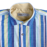 Candy Stripe Cotton S/S Shirt - Blue/Pink