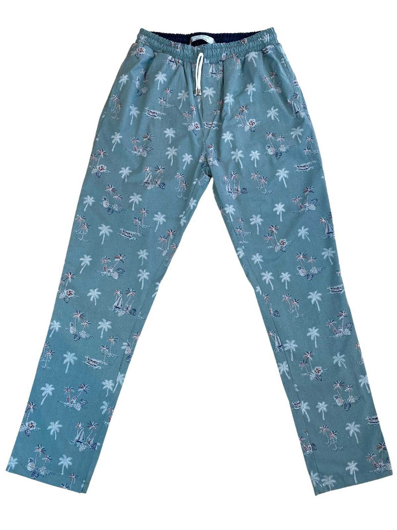 Castaway Abstract Cotton Lounge Pant - Green