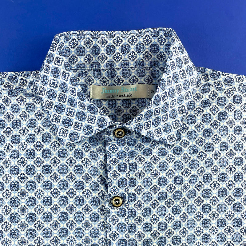 Celtic Geometric Cotton L/S Shirt - Blue