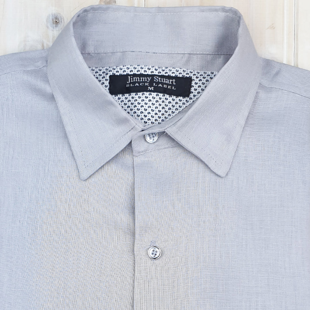 Byron Bay Cement Linen L/S Shirt - Grey