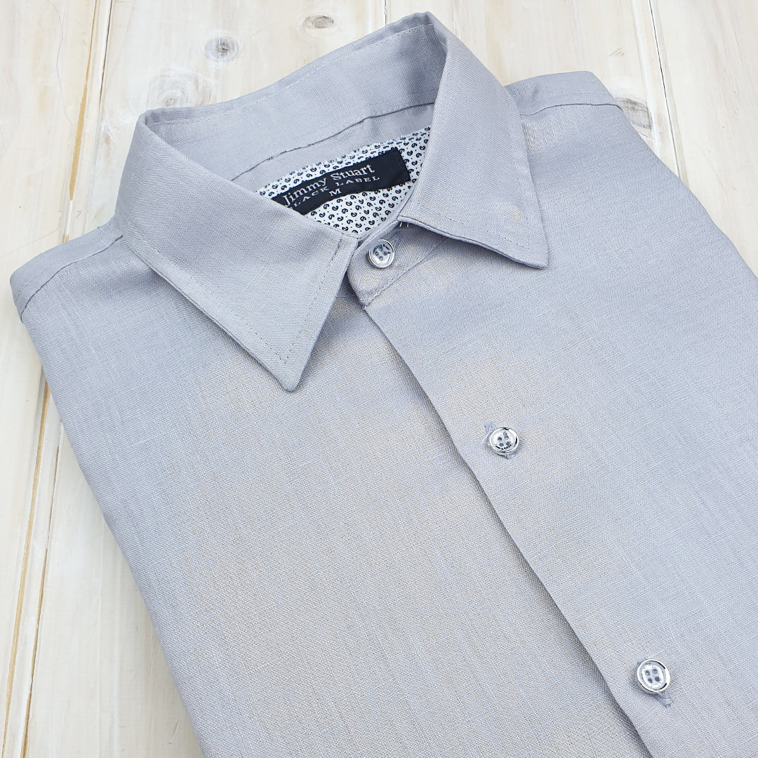 Byron Bay Cement Linen L/S Shirt - Grey
