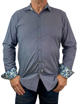 Chess Geometric Cotton L/S Big Mens Shirt - Black/White