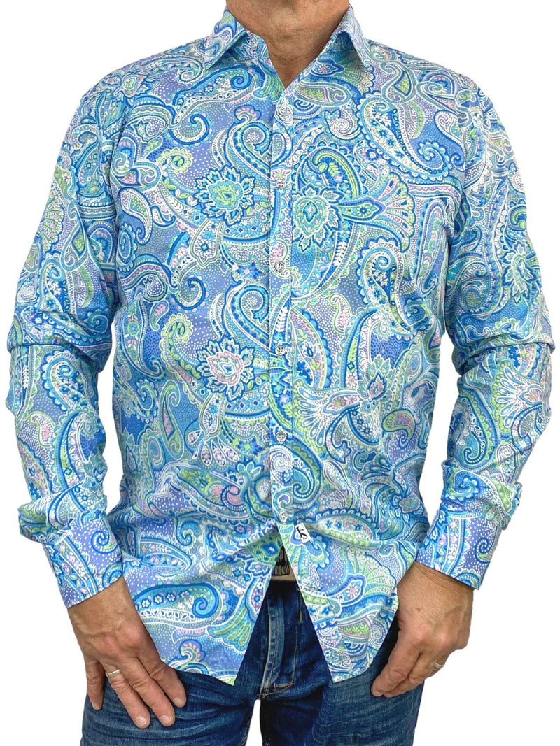 Confetti Paisley Cotton L/S Shirt - Blue