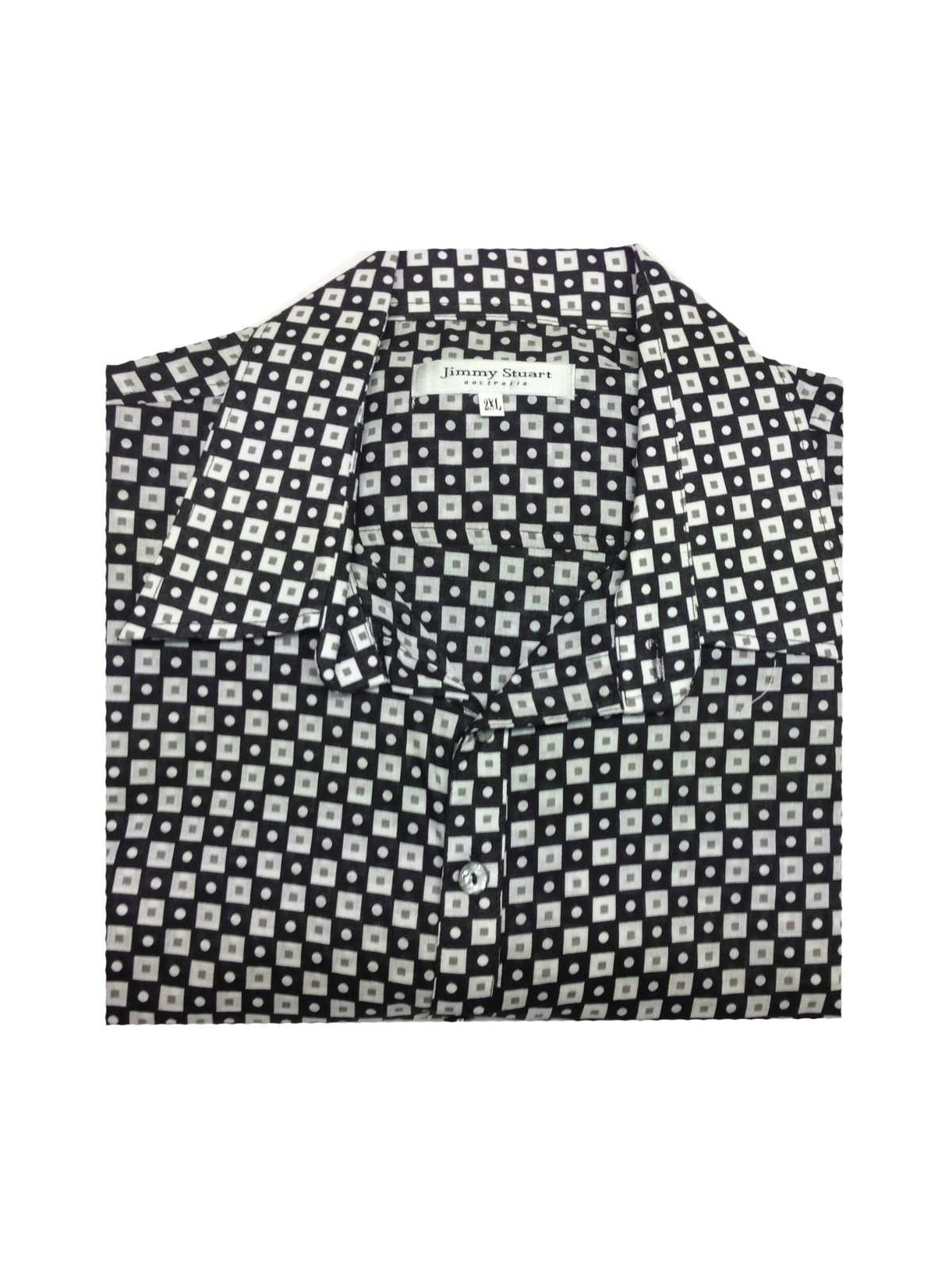 Cube Geometric Cotton L/S Shirt Big Mens - Black/White
