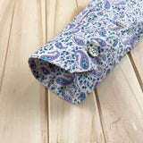 Dexy Paisley Cotton Big Mens L/S Shirt - Cream/Purple