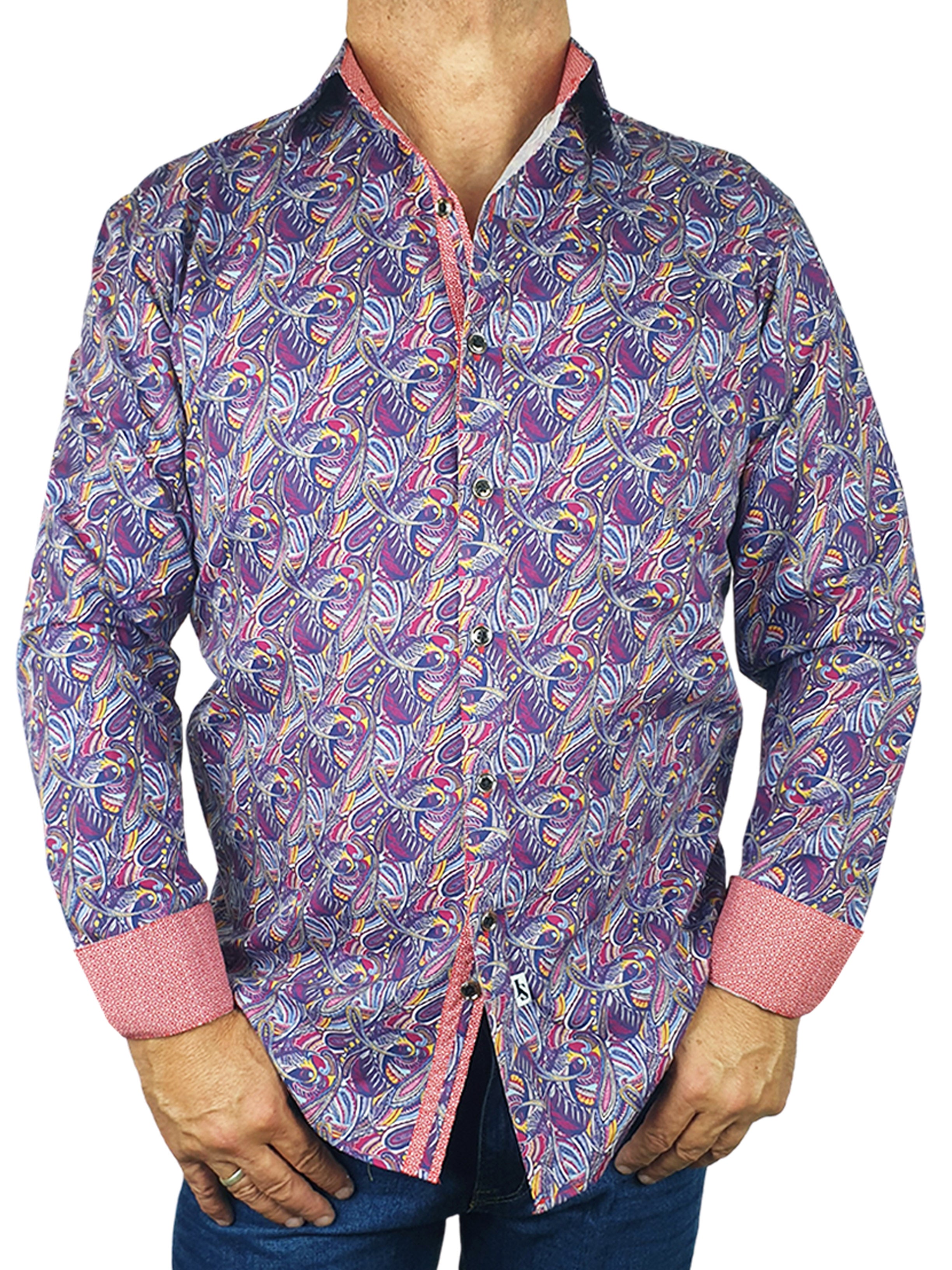 Ecstasy Paisley Cotton L/S Shirt - Purple