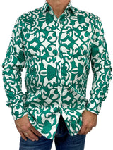 Emerald Abstract Cotton L/S Big Mens Shirt - Green