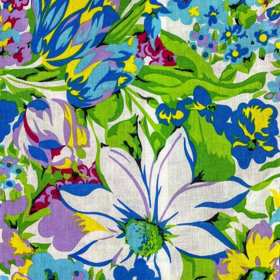 Fling Floral Cotton Voile L/S Shirt - Green/Blue/Purple