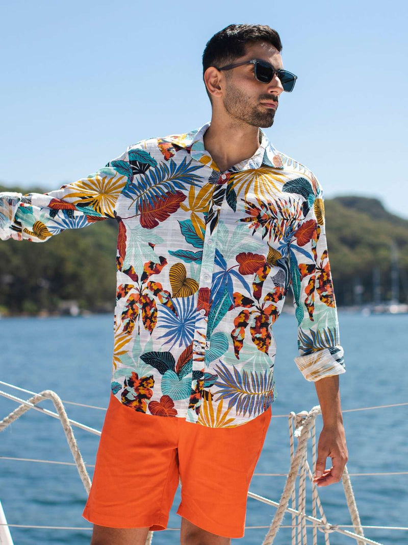 Bahamas Cotton/Linen Short - Orange