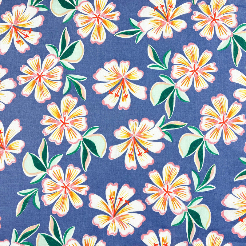 Frangipani Hawaiian Cotton Short - Blue/Pink