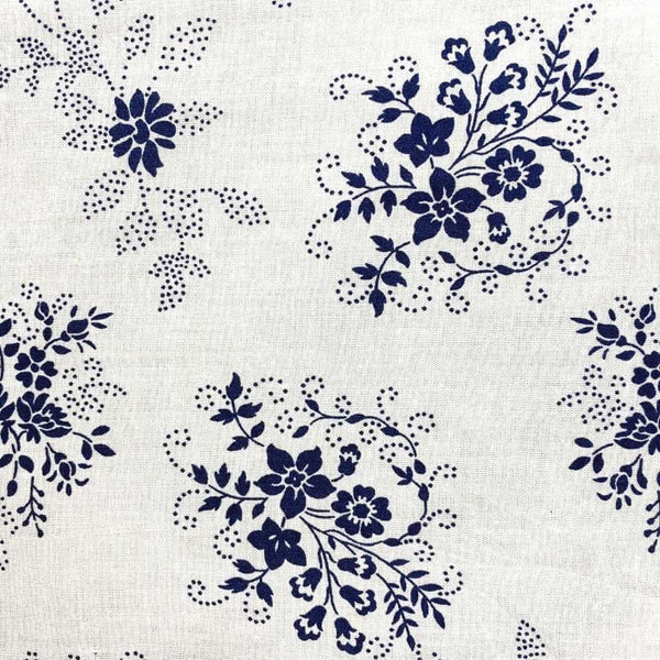 Freeze Floral Cotton L/S Big Mens Shirt - White/Navy