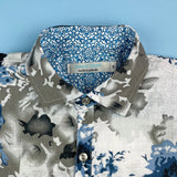 Frost Floral Cotton L/S Big Mens Shirt - Blue/White