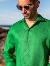 Byron Bay Green Linen L/S Big Mens Shirt