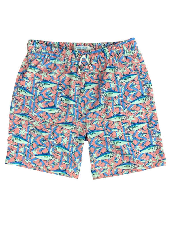 Hook Abstract Swim Short - Pink/Blue