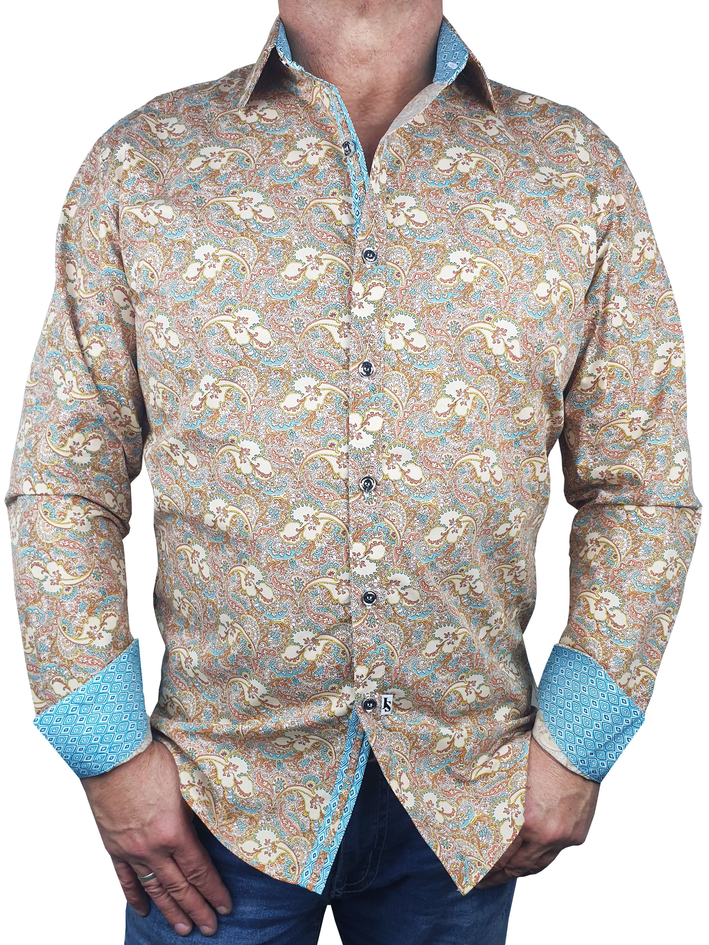 Hustle Paisley Cotton L/S Shirt - Beige