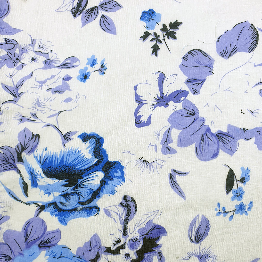 Jacaranda Floral Cotton Voile L/S Shirt - White/Blue/Purple