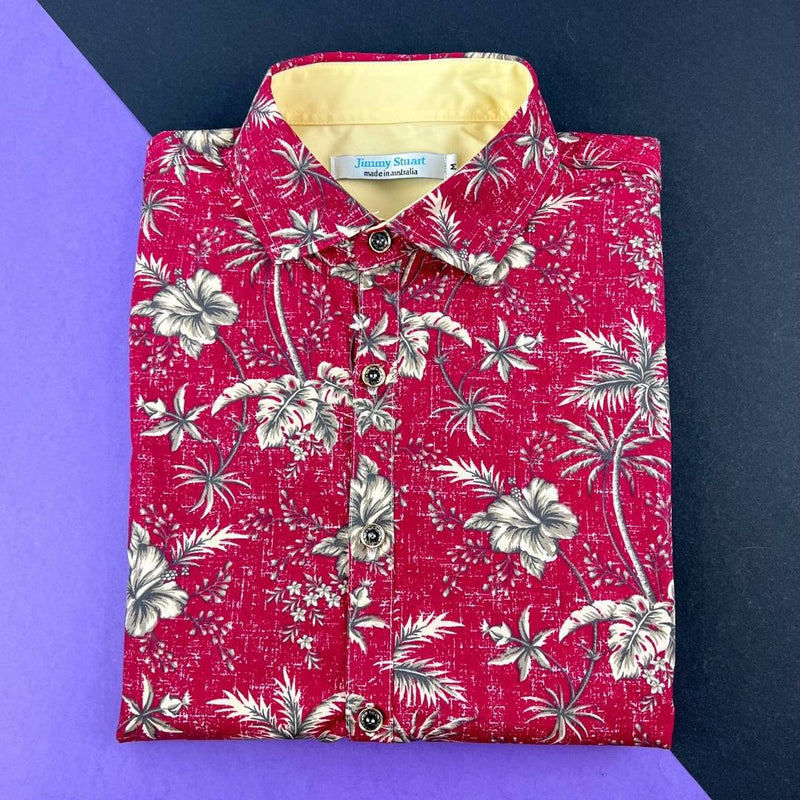 Jamaica Hawaiian Cotton S/S Shirt - Maroon
