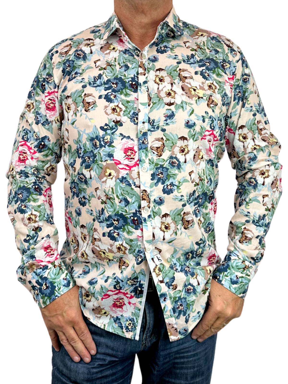Kahlo Floral Cotton L/S Shirt - Pink/Green