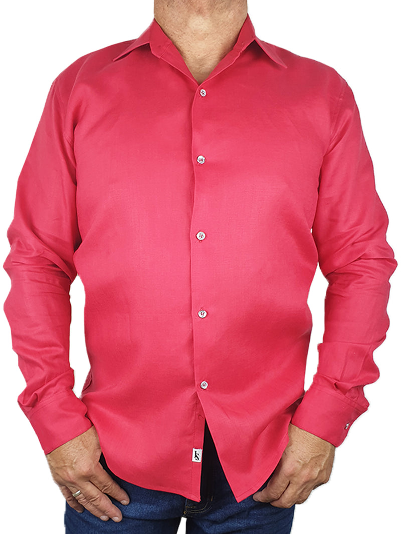Byron Bay Lipstick Linen L/S Shirt - Pink