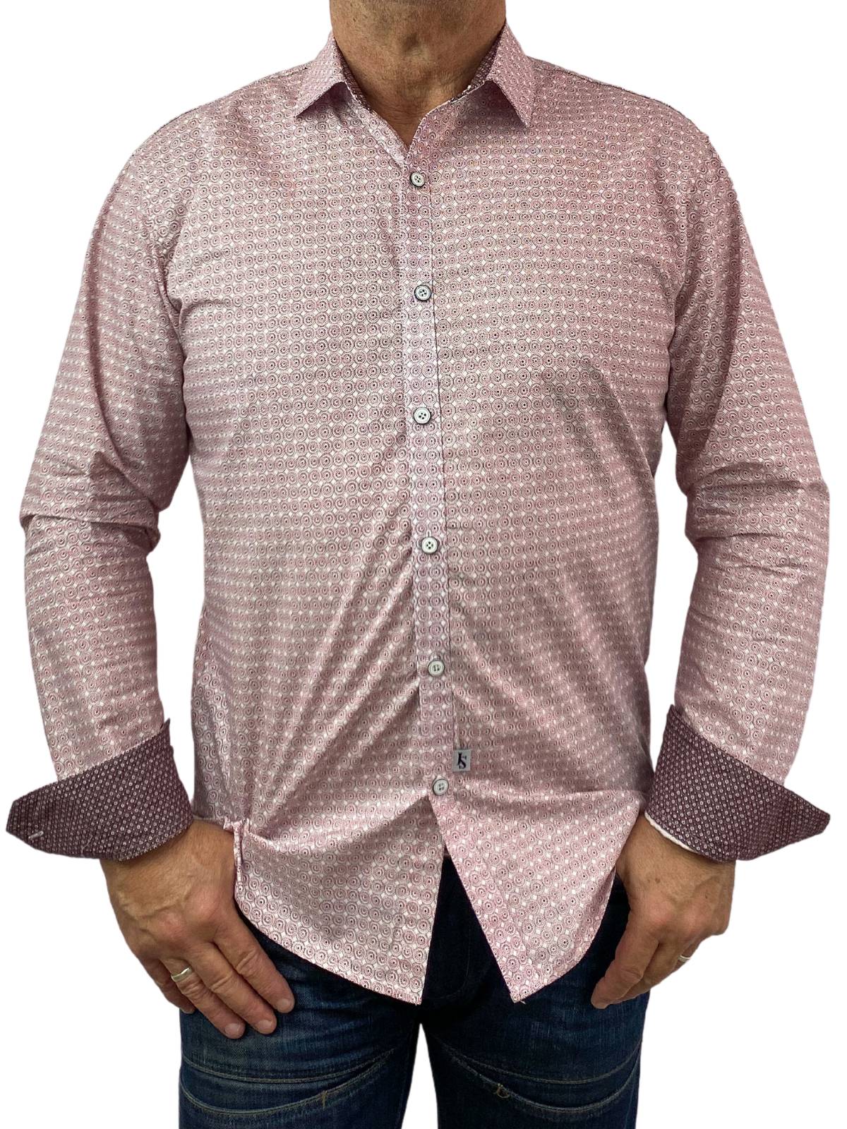 Mabo Geometric Cotton L/S Shirt - Red/White